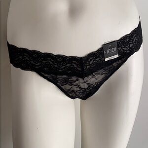Heidi Klum black nylon lace thong panty